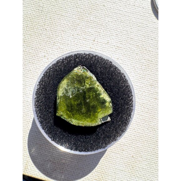 16.8 cts. Green Tourmaline Natural Crystal Slice - Custom Cabochon #11 - Picture 2 of 7